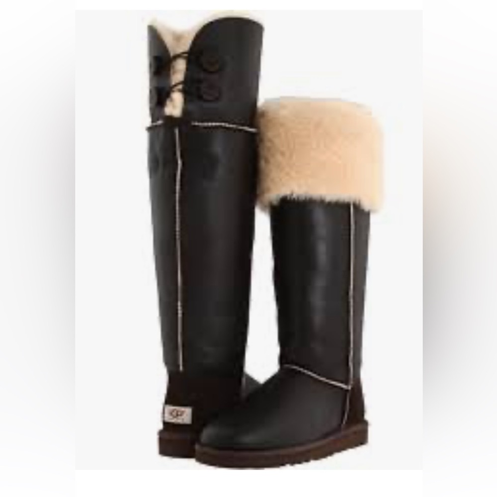 UGG Black and Cream Over the Knee Boots